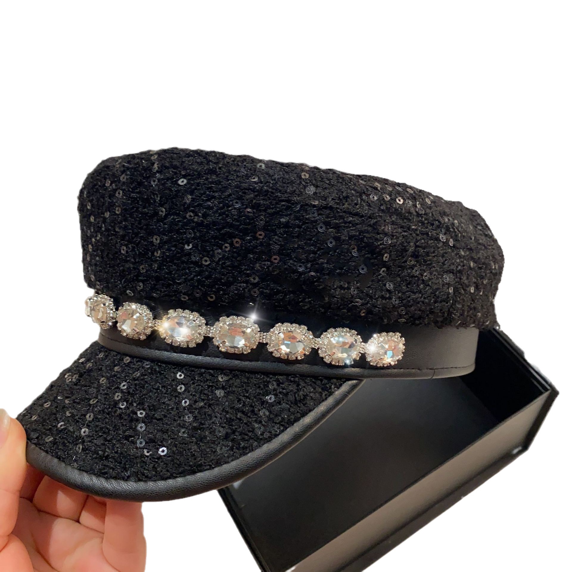 Französisch prominente stil licht luxus strass marine koreanische version frühling und herbst pailletten grob woll_voghion.com