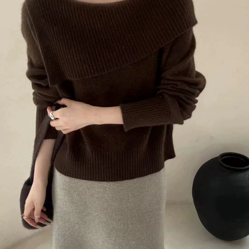 Winter design shiny woolen knitted sweater