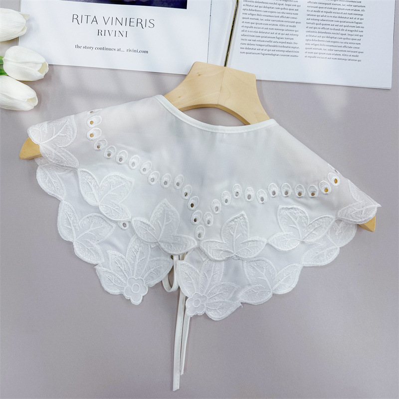 Muñeca coreana de encaje blanco cuello chale con arco con cuello falso del templo occidental Camisas de niños vestidos cuello image 2