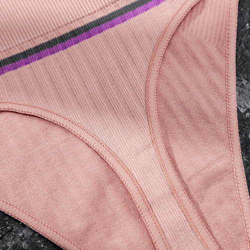 Women's sexy sports fitness letter striped threaded seamless mid-high waist seamless briefs thong underwear