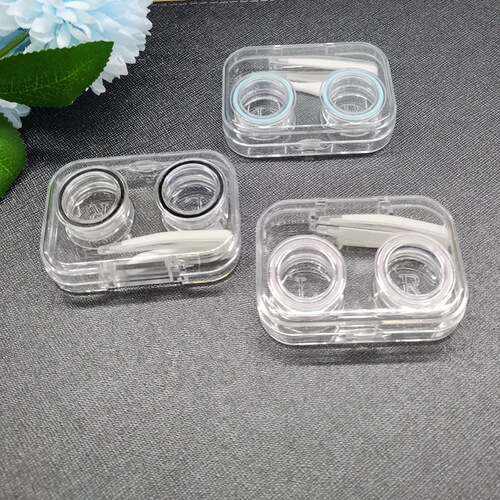 Fully transparent all-in-one contact lens box with anti-leakage ring, contact lens box without twisting lid, companion box, stable supply