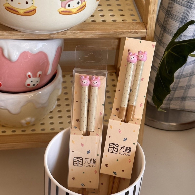 ギフトボックス〜インスタ风クリーム立体くまちゃん可爱い大人子供家庭用食器楠木箸プレゼント|undefined