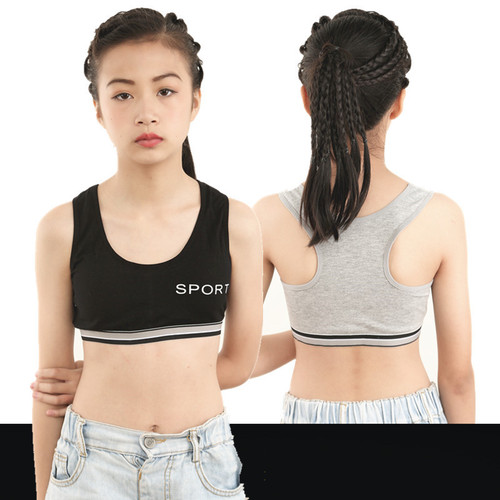 Teenage Girls' Developmental Underwear: Medium to Large Sizes, Student-Friendly, Letter-Printed Sports Bra, Cotton, Wire-Free, Mini Camisole