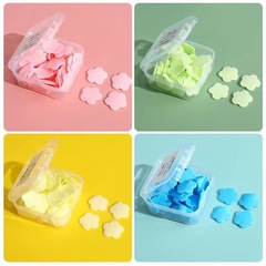 石鹸片ポータブル手洗い片石鹸紙使い捨て旅行ミニ花びら石鹸片ケース