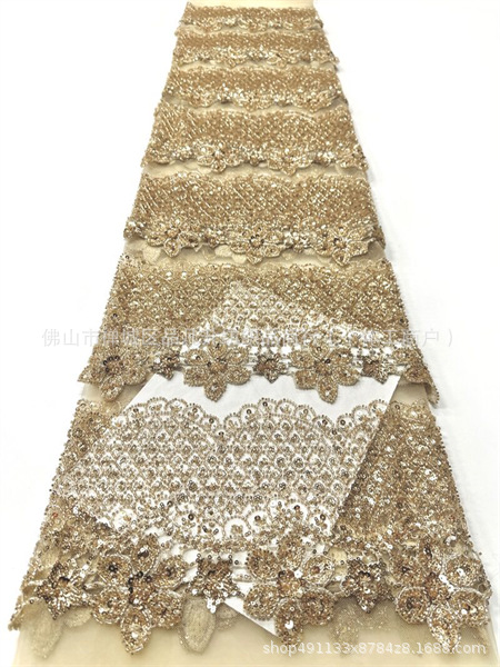 Nuevo estereoscópico 3D decalco manual cuentas tubo bordado tela de moda europea y americana vestido de boda vestido de cena tela