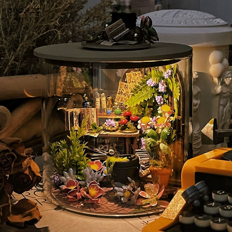 Деревянный коттедж без бутылок «Гарри Поттер», подарок на день рождения, женский коттедж, волшебный дом, собранная сцена, модель ручной работы, мечта