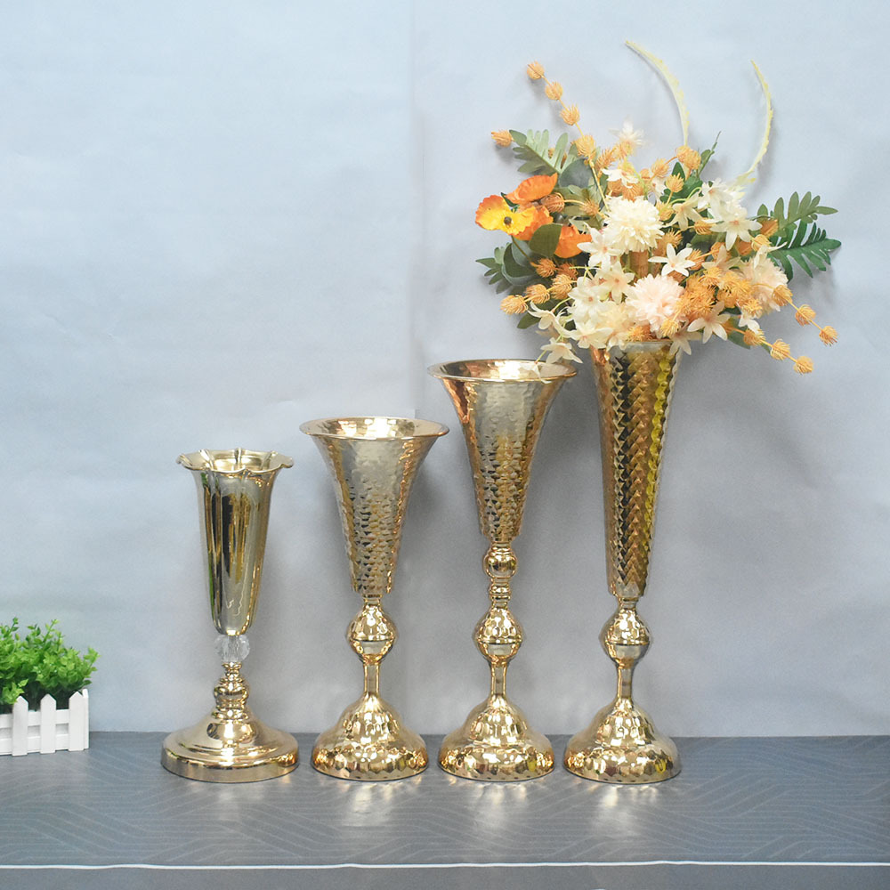 북유럽 복고풍 거실 입구 금 꽃병 결혼식 도로 리드 소품 금속 공예 장식 장식품
