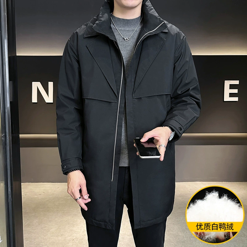 2024 Осень и зима поддельные два длинных пуховика мужской теплый белый утиный плащ-один 1029