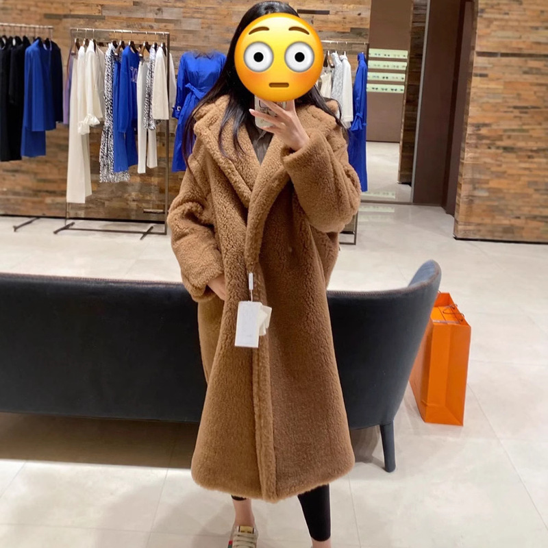 Correct Version M Home Teddy Teddy Bear Coat Alpaca Mid-Long Lamb Fur Coat Profile