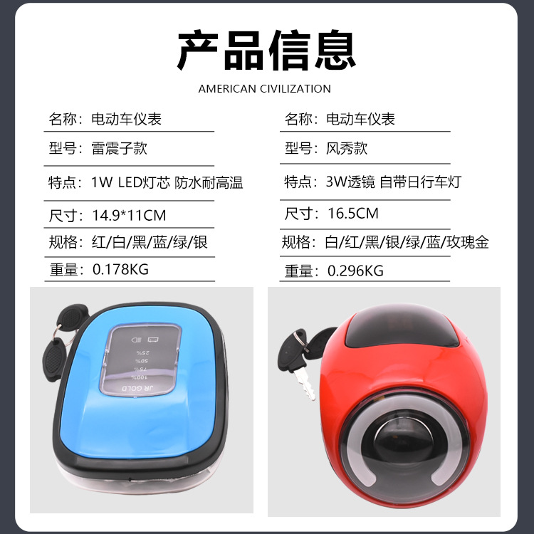 Instrumentos de vehículos eléctricos 60v con altavoz de pantalla de batería 48V lámpara delantera LED luz de instrumentos de faro super brillante