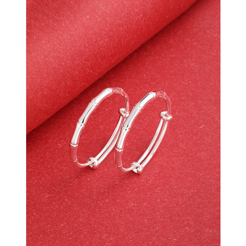 Brazalete de plata para bebés, bambú, 9999 plata esterlina, año del dragón, niños, niñas, niños, bebés, brazalete de plata, regalo de aniversario de luna llena