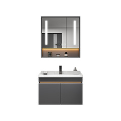 批發衛生間浴室櫃組合陶瓷一體洗漱台小戶型60cm灰色實木50洗手洗
