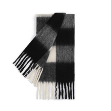 跨境亚马逊大格纹围巾男女同款情侣保暖马海毛加厚黑白格围脖披肩