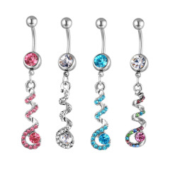 Cross-border European and American body piercing jewelry with diamond-encrusted leaf navel ring and navel stud, wholesale
