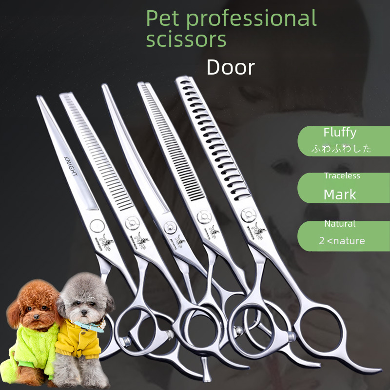 View of Professional pet beauty barber scissors curved tooth scissors puffy cut ...