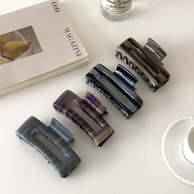 オリジナル高質感酢酸ヘアクリップレトロ大サイズクリップ角型盤髪後頭部サメクリップ女性髪飾り|undefined