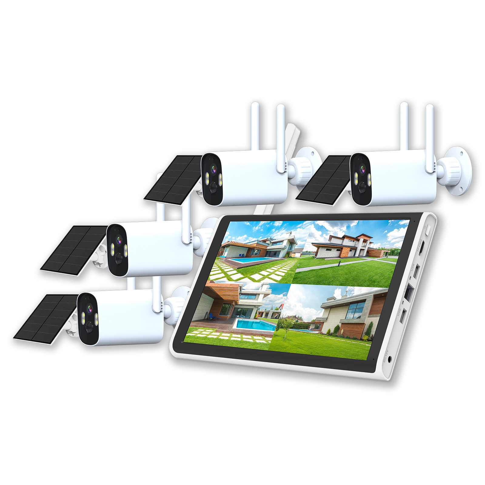 Monitoreo inalámbrico transfronterizo NVR con paquete de pantalla icsee sincronización de fábrica cámara solar HD paquete de CCTV