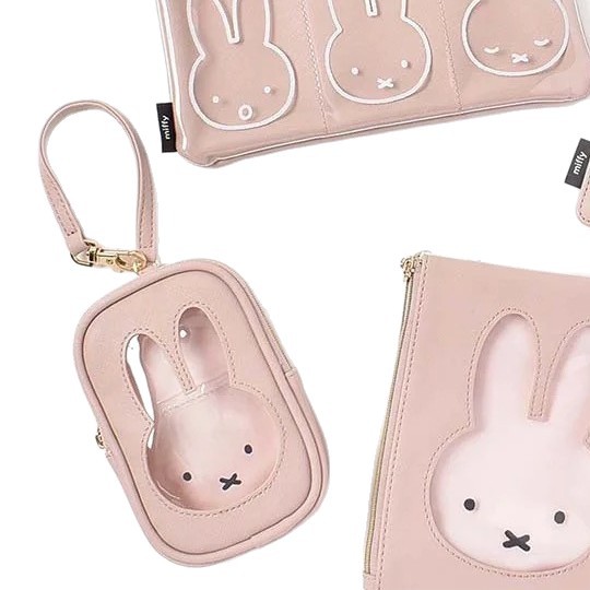 Japón Miffy Miffy bolsa de almacenamiento transparente dibujos animados lindos bolsas de maquillaje de cuero de puju bolsas de dolor de doble capa bolsas de cambio bolsas pequeñas