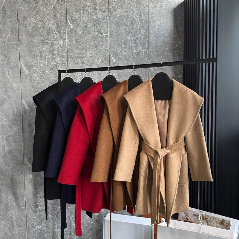 M's Rialto Camel Velvet Outwear Women's Mid-Length 25 Autumn and Winter New Elegant Hooded Loose Small Outwear M's Rialto Camel Velvet Outwear Women's Mid-Length 25 Autumn and Winter New Elegant Hooded Loose Small Outwear