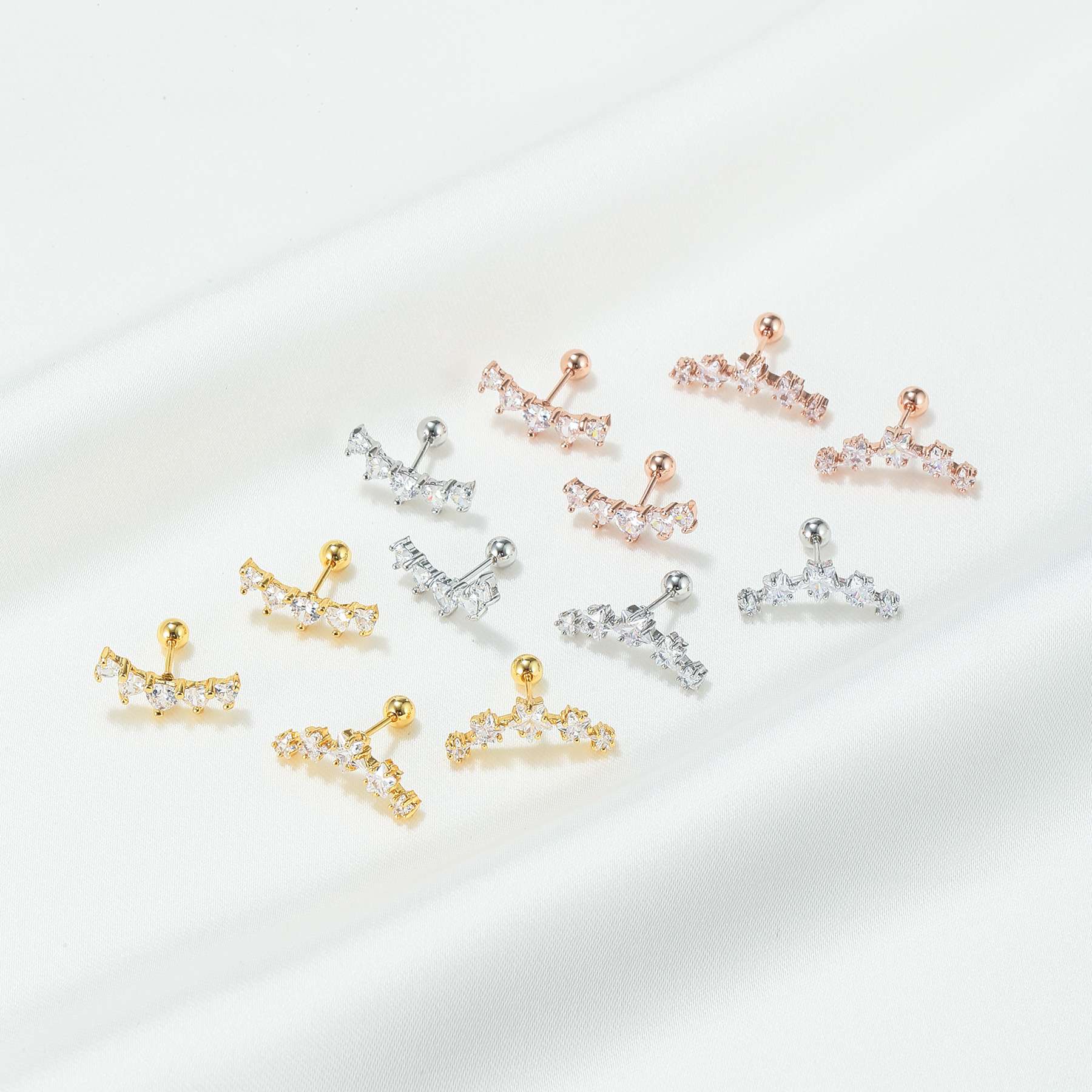 Star Love Ear Bone Stud Micro Inlaid Zircon Stainless Steel Puncture Twist Ball Ear Stud