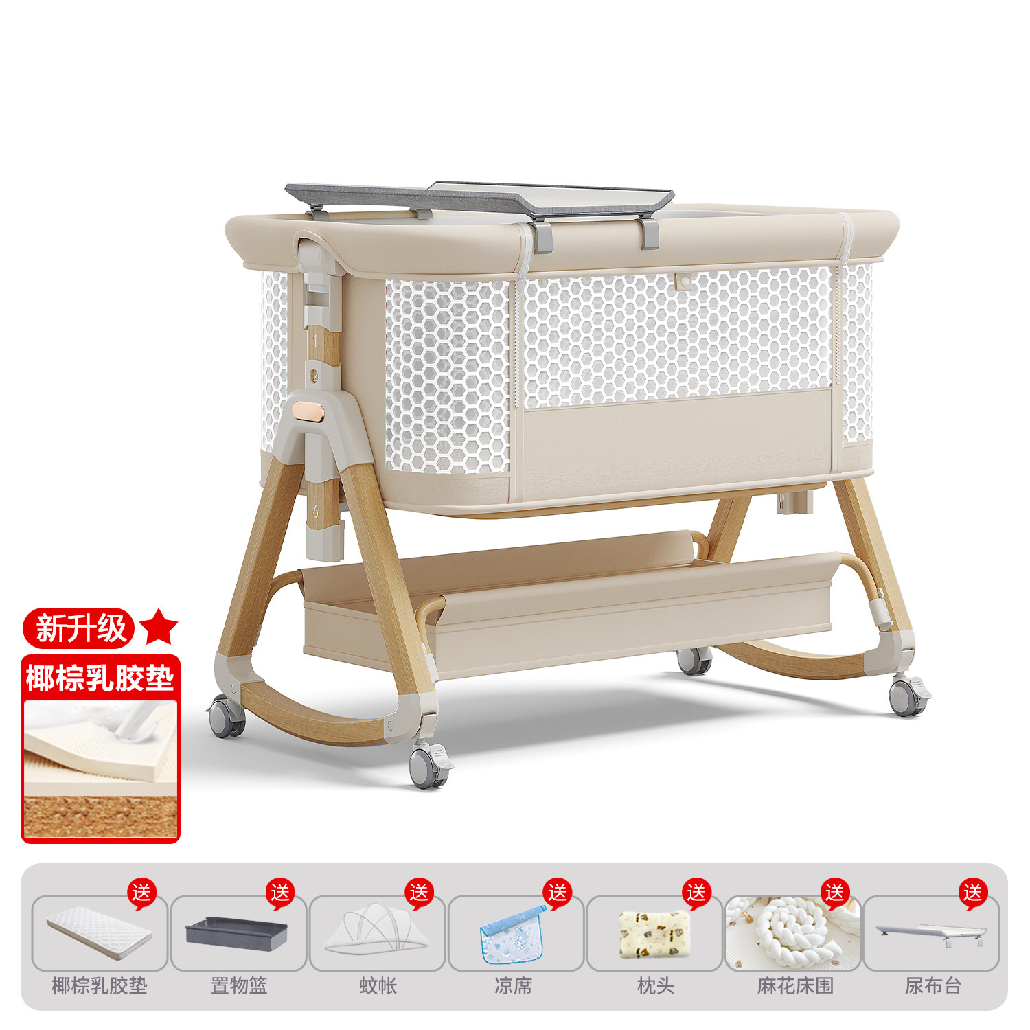 Cama de bebé móvil portátil cuna cama plegable multifuncional BB cama para recién nacidos empalme cama grande