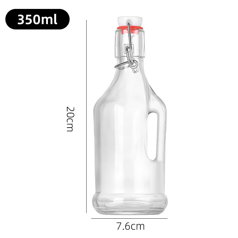 Botella de bebida de vino de fruta transparente botella de enzima de sellado botella de leche botella de jugo botella de aceite doméstica botella de vidrio de sellado de presión