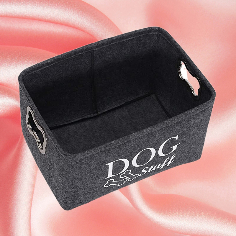 Suministros para mascotas canasta de almacenamiento mascota gato perro caja de juguete gato perro caja de almacenamiento de juguete con mango de metal