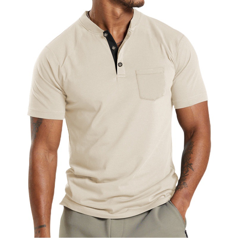 2023 verano transfronterizo Amazon verano nuevo comercio exterior más tamaño bolsillo con botón manga corta Camiseta polo