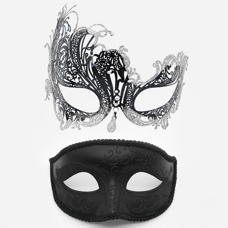 Amazon pop carnaval pareja máscara de baile de maquillaje hombre venecia máscara de halloween mitad cara pintada