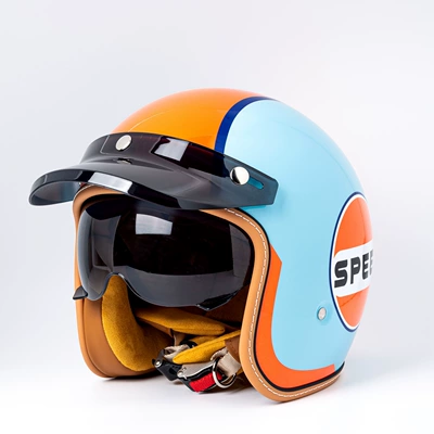 Motorcycle/Electric Vehicle Half Helmet with, Motosiklet kaskı (dəbilqə) - mt-5-gulf-oil-with-black-and-white-mirrors-m