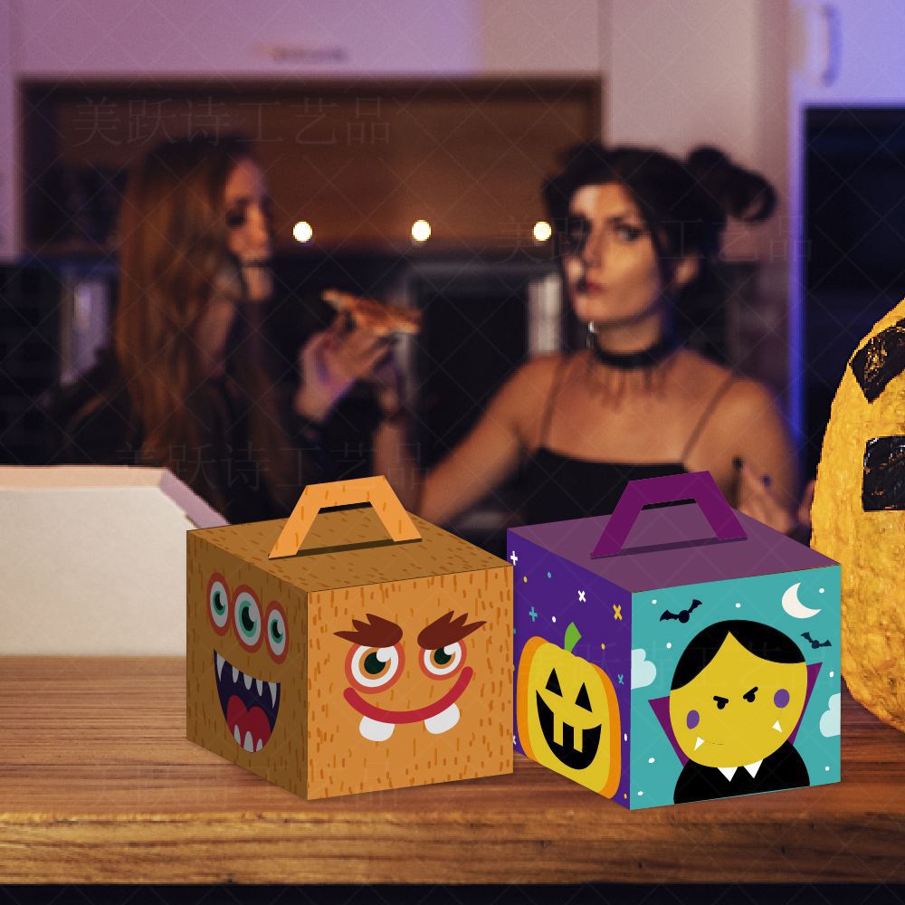 Nueva decoración del Partido de Halloween caja embalaje caramelo creativo calabaza caramelo galleta regalo portátil cartón