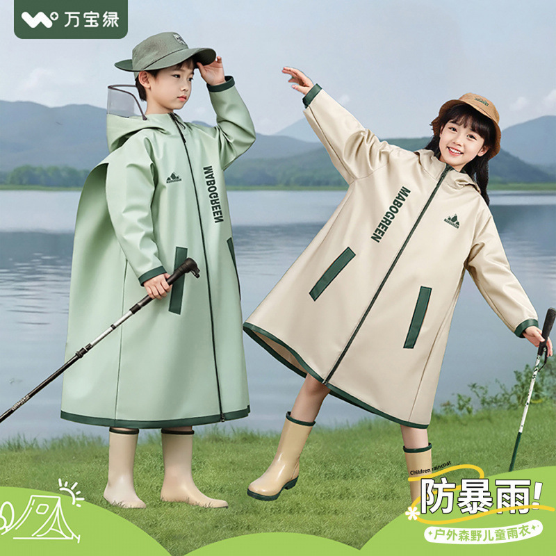 Children and Teenagers Raincoats for Primary School Students to Learn to Use Boys and Girls Long Full-Body Rainproof Schoolbags and Ponchos Wholesale