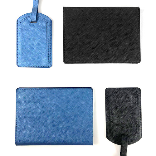 Cross-border wholesale cross-pattern handmade threaded oil-edged PU leather passport cover and luggage tag set