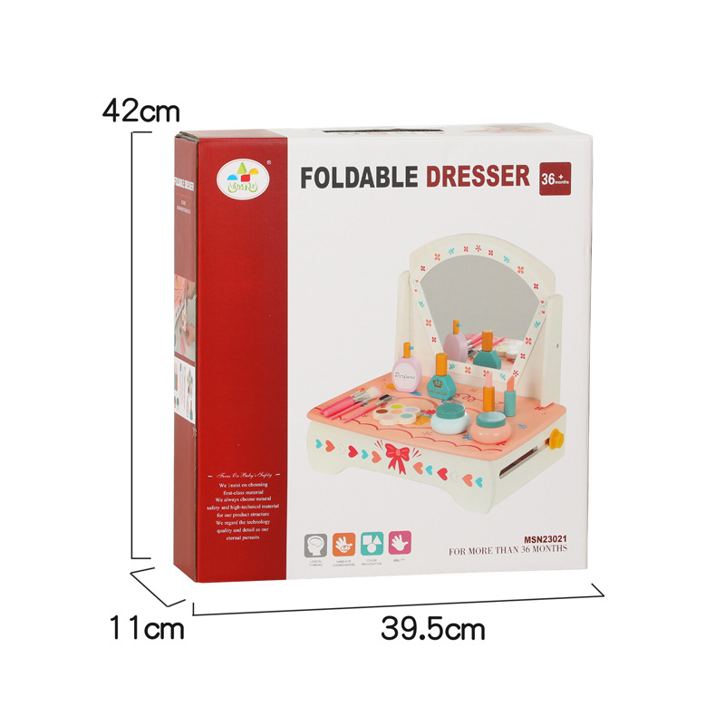 Interacción entre padres e hijos de Casa de juegos de madera para niños transfronterizos bebé Regalo de Cumpleaños simulación juguete de tocador plegable grande