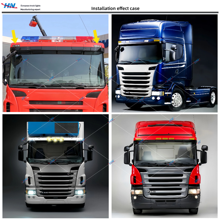 Luz superior de la cabina LED nueva actualización, sombrilla modificada en camiones Scania importados, luces Scania