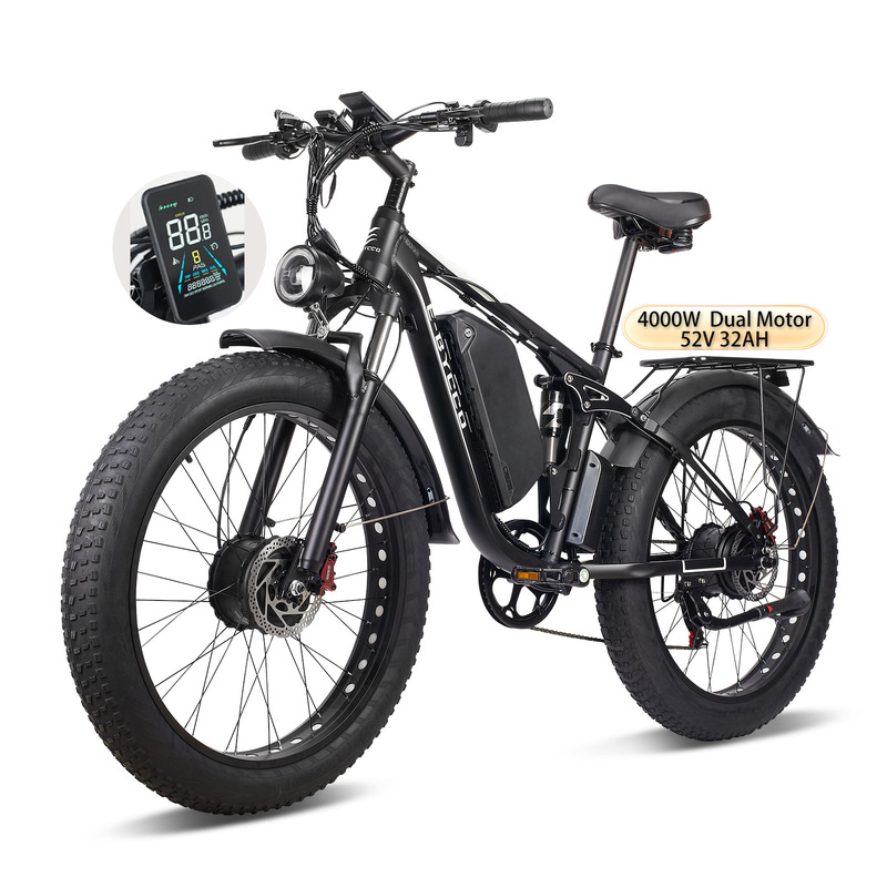 Manufacturers Wholesale Ebycco Dual Motor Electric Bicycle 32Ah 26 Inch 7 Speed Fat Tire Double Hydraulic Mountain Bike