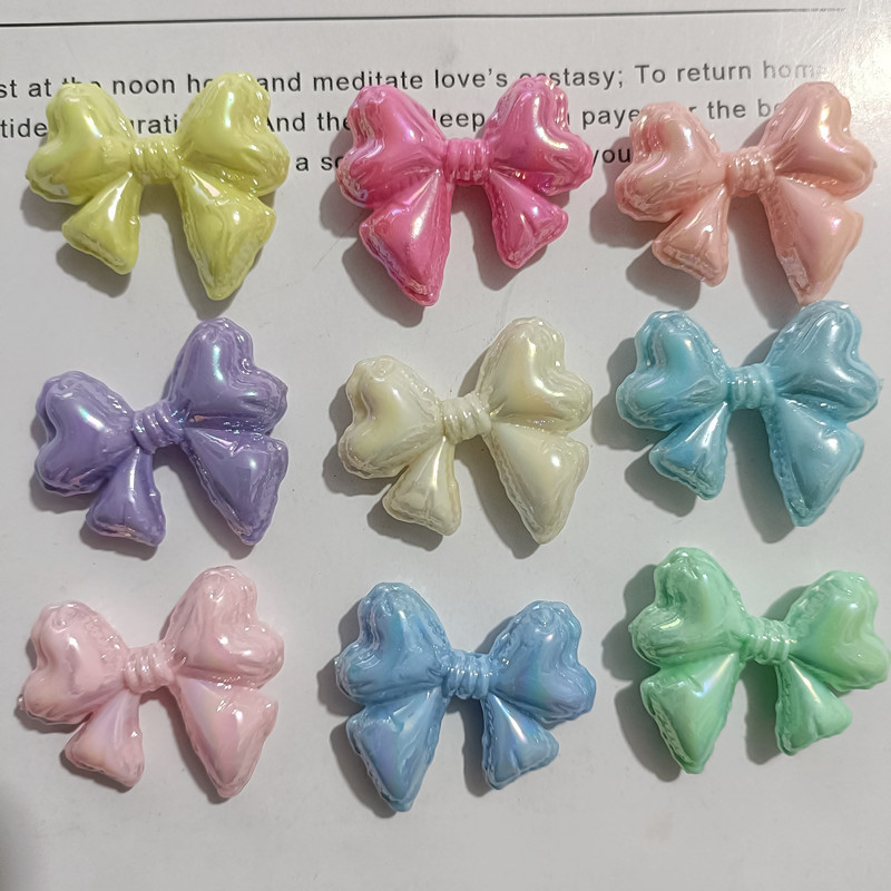 透明幻彩奶油实色气球飘带蝴蝶结直孔串珠diy手机链车挂饰品材料