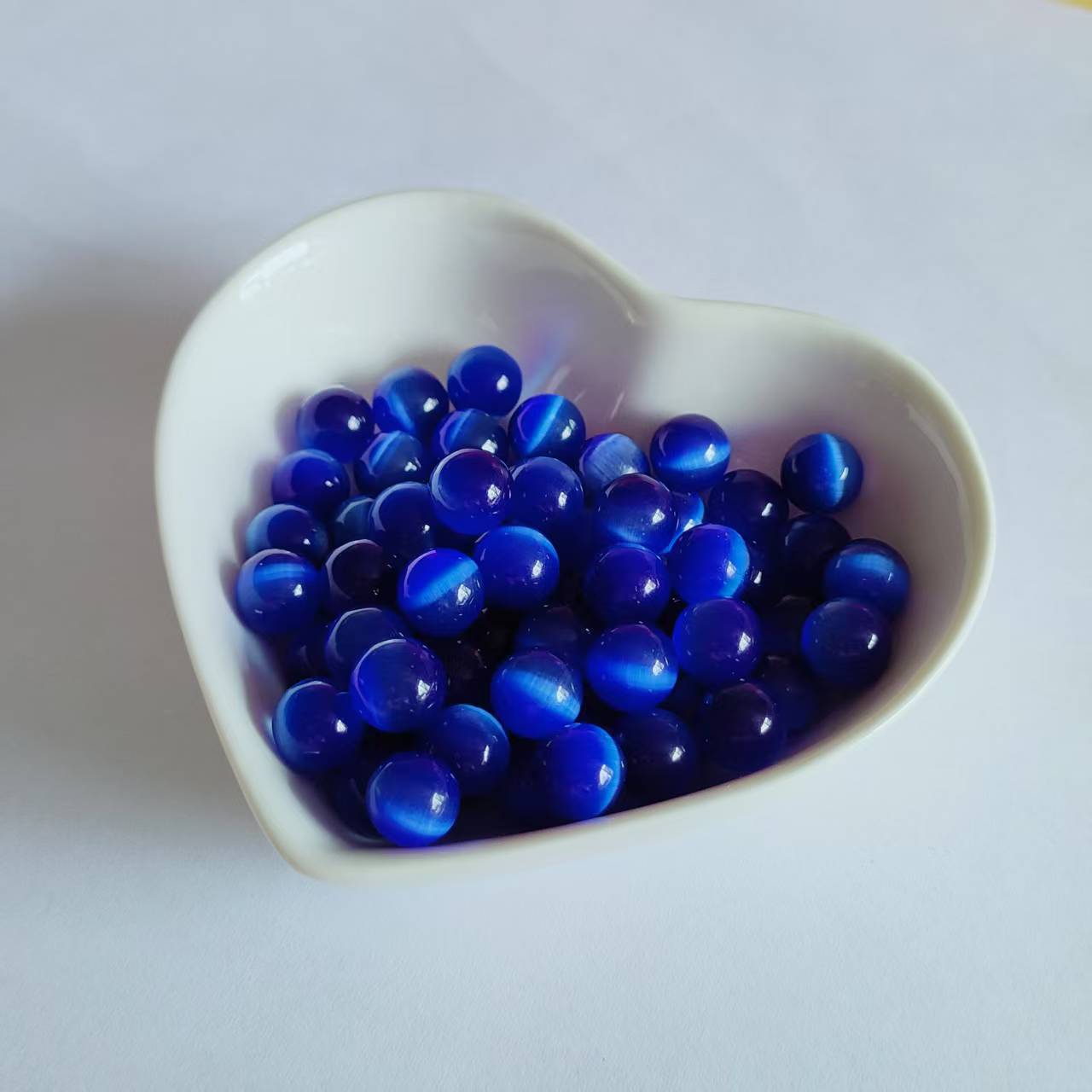 Sin agujeros, medio agujero, 8mm, cuentas redondas de cristal natural, ojos de gato, calcedonia, cuentas sueltas de ágata, accesorios de joyería de bricolaje, materiales al por mayor