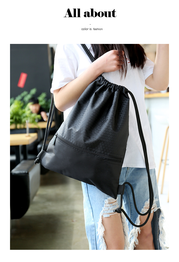 Waterproof Solid Color Casual Sports Drawstring Backpack display picture 5