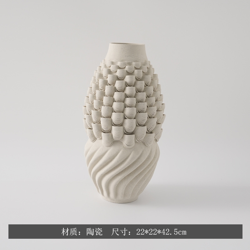 Moderno minimalista creativo 3D impresión de vasijas de cerámica modelo de casa decoración de encimera decorativa secadora de flores de forma especial