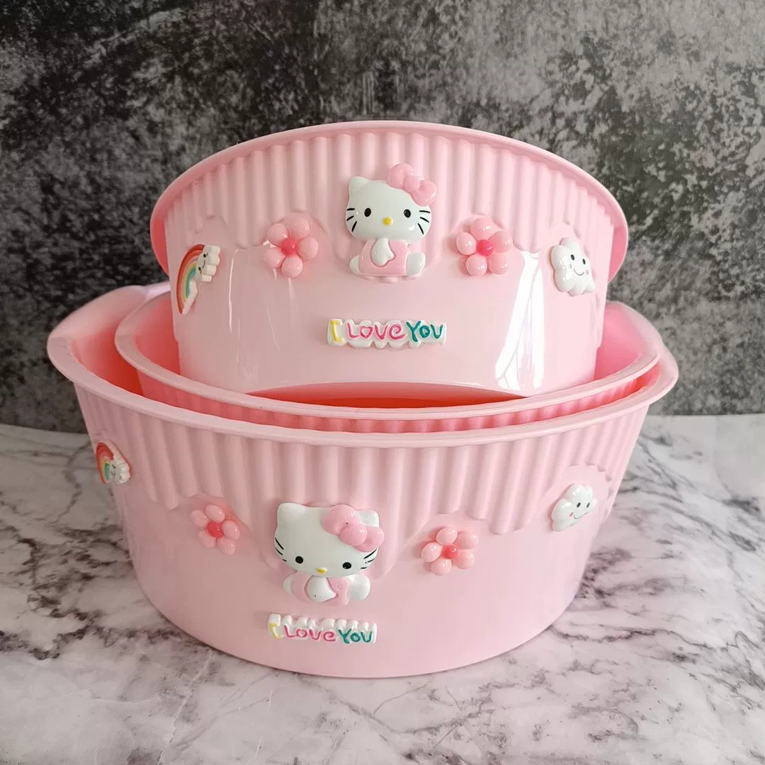 Cartoon set, creative cute shatterproof washbasin, 3 piece set, increased thickness