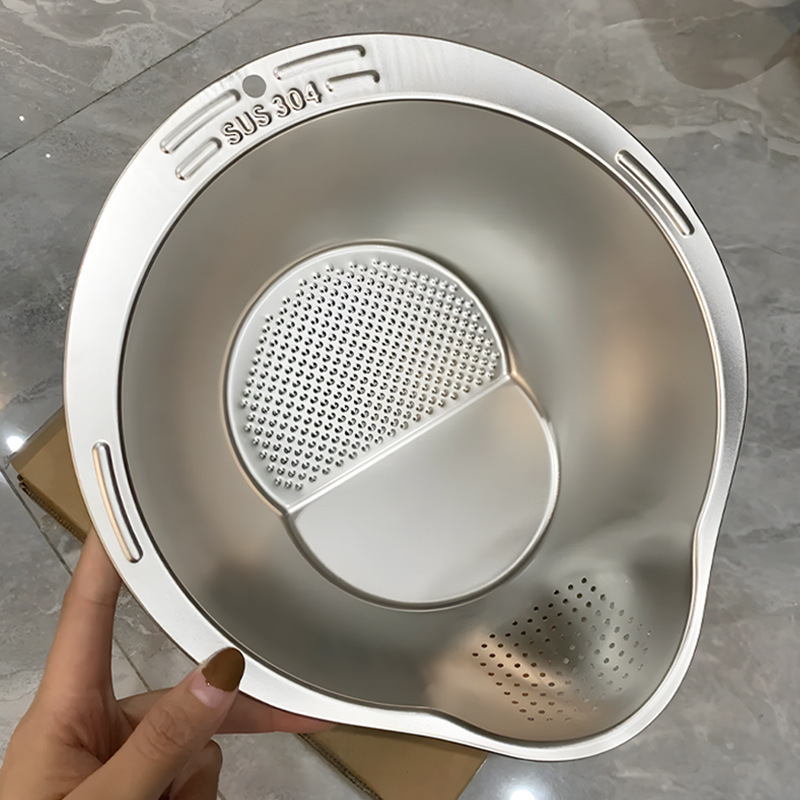 Cesta de drenaje de acero inoxidable multifuncional para lavar arroz artefacto de lavado tamiz de arroz bandeja de frutas para la cocina doméstica lavabo especial de verduras