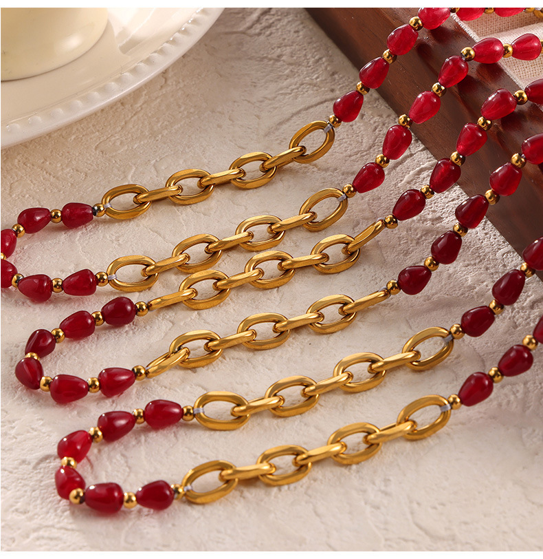 Geometric Pattern Basic Geometric Agate Titanium Steel Gold Plated Jewelry Set In Bulk