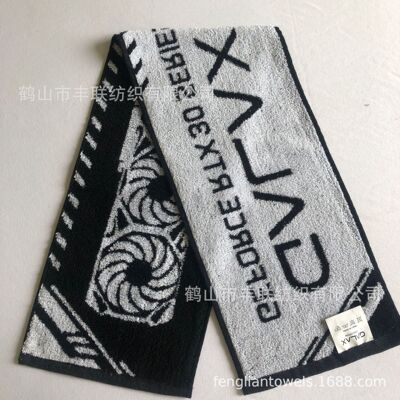 纯棉健身运动毛巾 色织提花 加长加厚 定制logo跑步篮球瑜伽巾