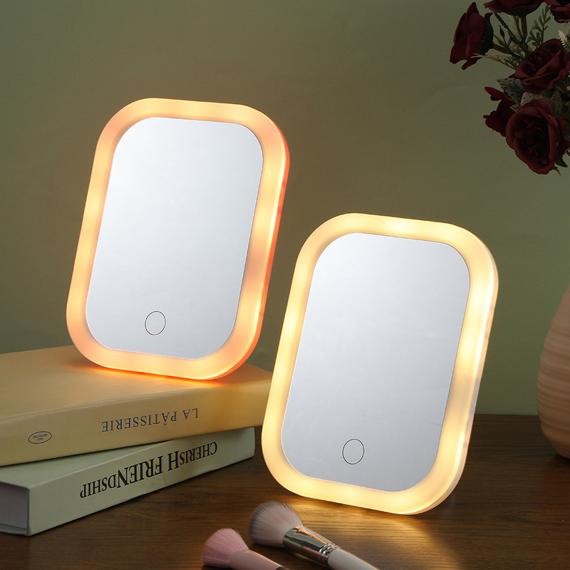 Desktop Beauty Mirror Led Makeup Mirror Foldableable Portable Stand-Up Desktop Office Mirror with Light