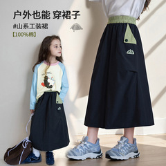 女童半身裙2025秋装新款韩版童装儿童潮感户外运动工装裙A字伞裙