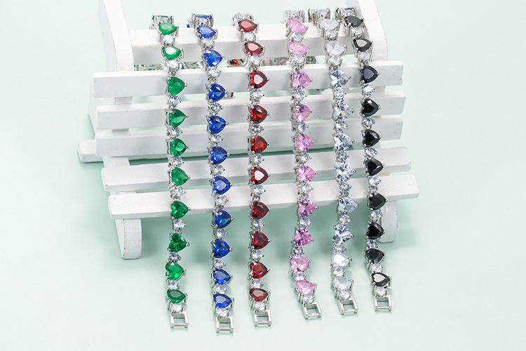 Copper Material Sweet Heart Copper Plating Zircon Bracelets