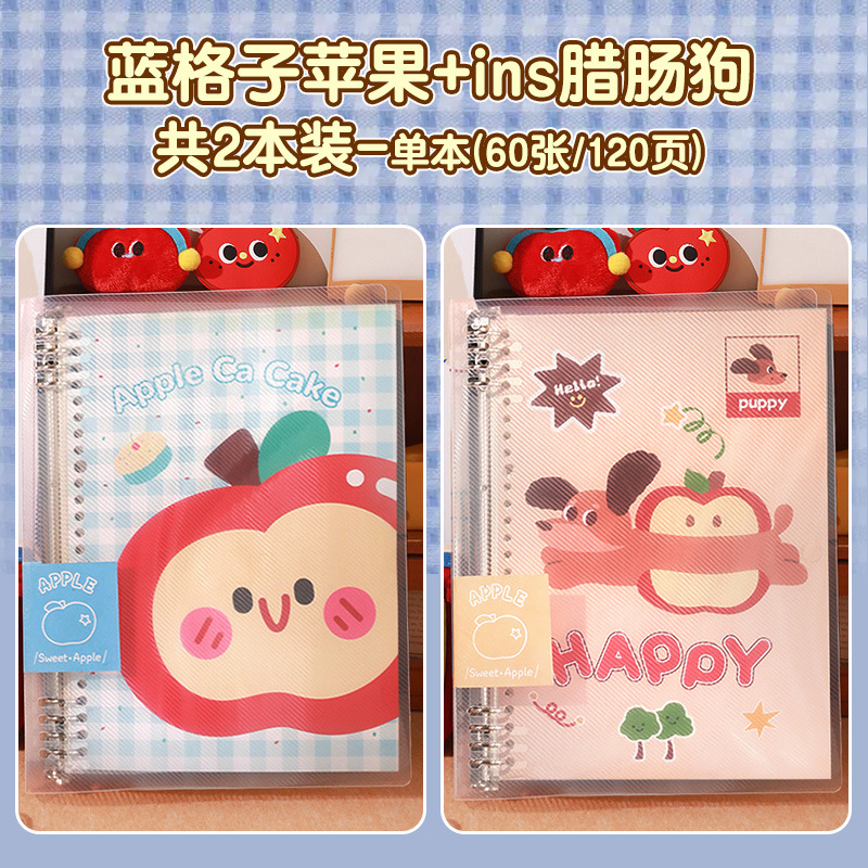 Libro de hojas sueltas de cáscara dura de Apple diario b5 bobina papelería de alto valor extraíble y hermoso cuaderno para estudiantes de primaria