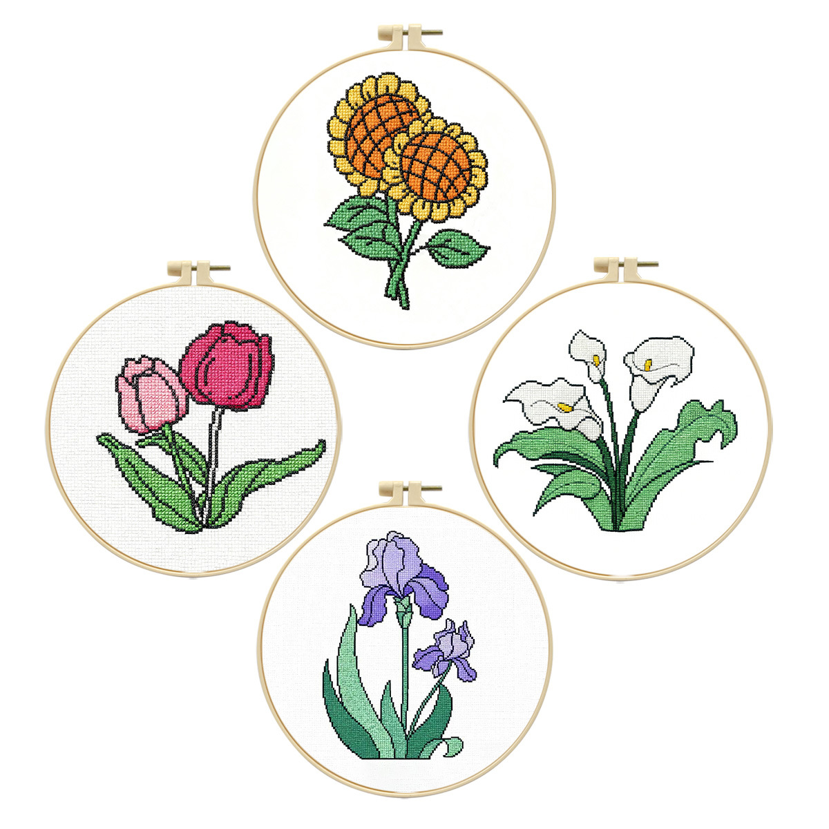 Nuevo cross-border diy simple hecha a mano para principiantes paquetes de materiales lindos dibujos animados flores niños bordados image 5