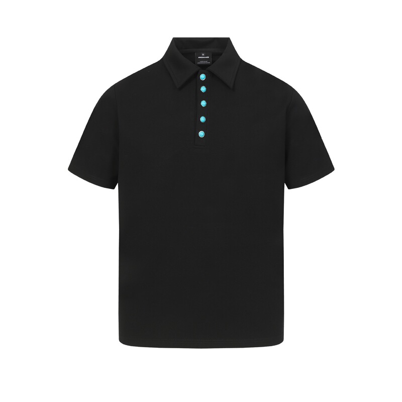 Cross-Border 2026 Niche Trendy Brand Unisex 320g Heavyweight Turquoise Lapel Design Fitted Men's Polo Shirt